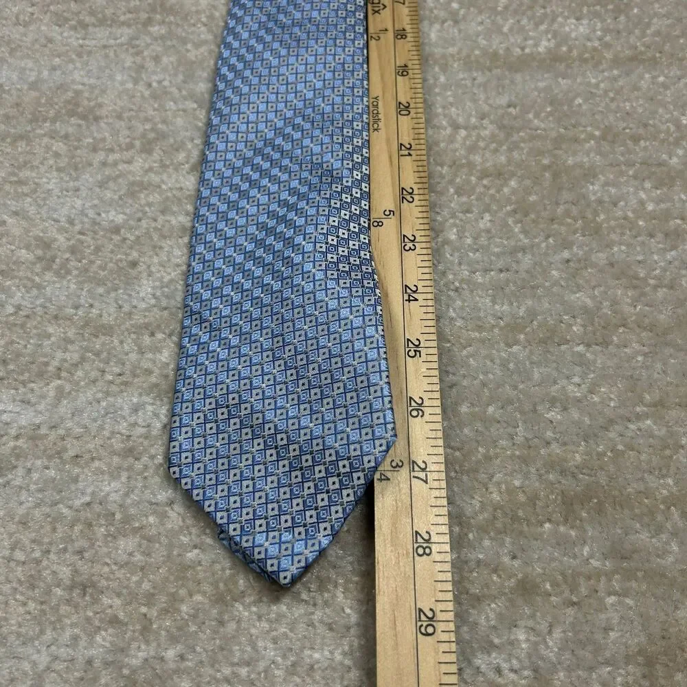 Pierre Cardin Tie Mens Blue Geometric 100% Silk Necktie Classic Formal Business